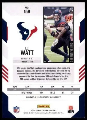 2021 Score Base J.J. Watt Houston Texans 158 - Football Card Single