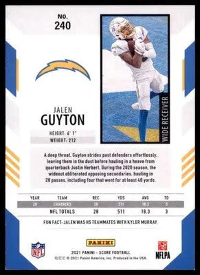 2021 Score Base Jalen Guyton Los Angeles Chargers 240 - Football Card Single