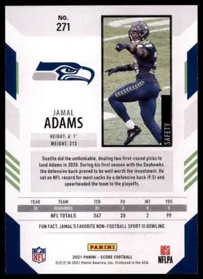2021 Score Base Jamal Adams Seattle Seahawks 271 - Football Card Single