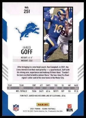 2021 Score Base Jared Goff Detroit Lions 251 - Football Card Single