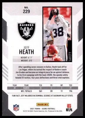 2021 Score Base Jeff Heath Las Vegas Raiders 229 - Football Card Single