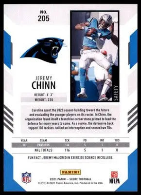 2021 Score Base Jeremy Chinn Carolina Panthers 205 - Football Card Single