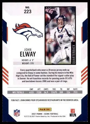 2021 Score Base John Elway Denver Broncos 223 - Football Card Single