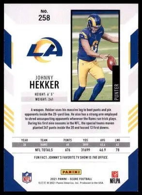 2021 Score Base Johnny Hekker Los Angeles Rams 258 - Football Card Single