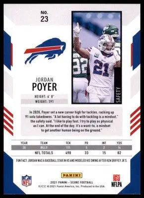 2021 Score Base Jordan Poyer Buffalo Bills 23