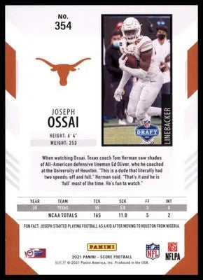 2021 Score Base Joseph Ossai RC Texas Longhorns 354 - Football Card Single