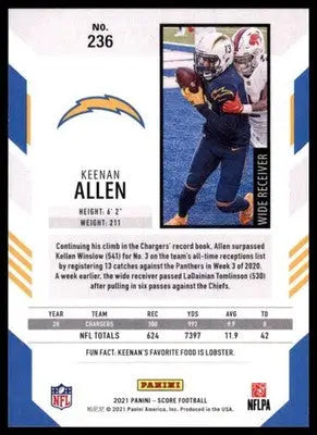 2021 Score Base Keenan Allen Los Angeles Chargers 236 - Football Card Single