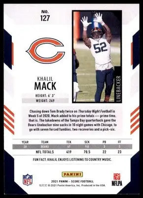 2021 Score Base Khalil Mack Chicago Bears 127 - Football Card Single