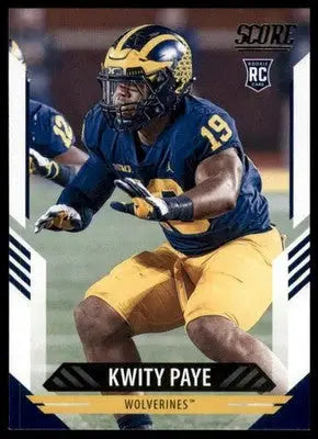 2021 Score Base Kwity Paye RC Michigan Wolverines 346 - Football Card Single