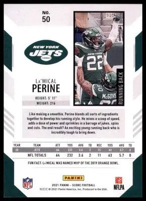 2021 Score Base La’Mical Perine New York Jets 50 - Football Card Single