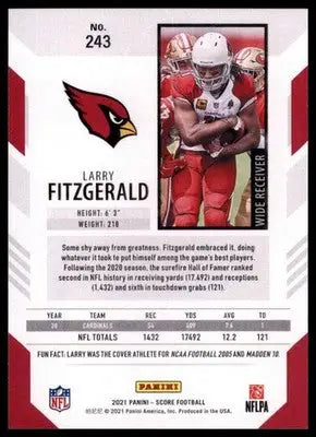 2021 Score Base Larry Fitzgerald Arizona Cardinals 243 - Football Card Single