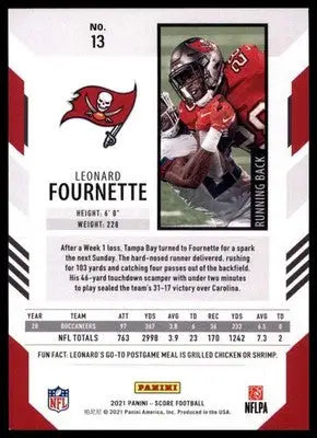 2021 Score Base Leonard Fournette Tampa Bay Buccaneers 13 - Football Card Single