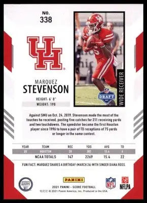 2021 Score Base Marquez Stevenson RC Houston Cougars 338 - Football Card Single