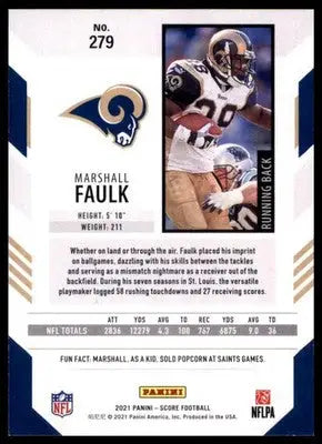 2021 Score Base Marshall Faulk St. Louis Rams 279 - Football Card Single