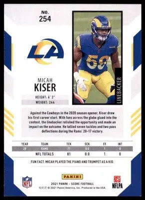 2021 Score Base Micah Kiser Los Angeles Rams 254 - Football Card Single