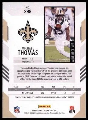 2021 Score Base Michael Thomas New Orleans Saints 298 - Football Card Single