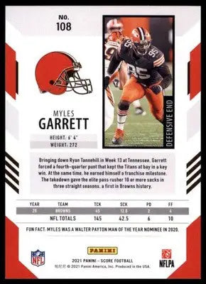 2021 Score Base Myles Garrett Cleveland Browns 108 - Football Card Single