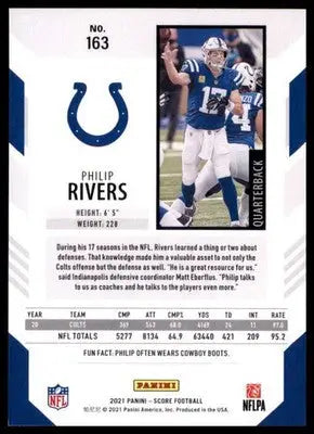 2021 Score Base Philip Rivers Indianapolis Colts 163 - Football Card Single