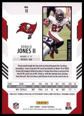 2021 Score Base Ronald Jones II Tampa Bay Buccaneers 11 - Football Card Single