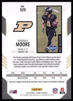 2021 Score Base Rondale Moore RC Purdue Boilermakers 329 - Football Card Single