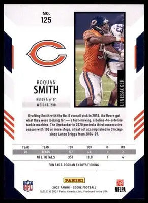 2021 Score Base Roquan Smith Chicago Bears 125