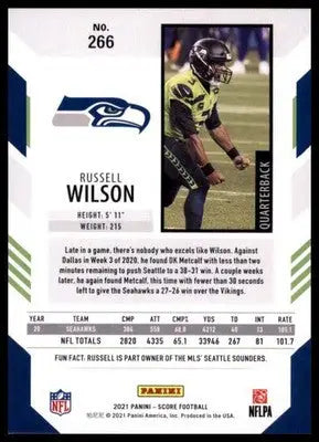 2021 Score Base Russell Wilson Seattle Seahawks 266 - Football Card Single