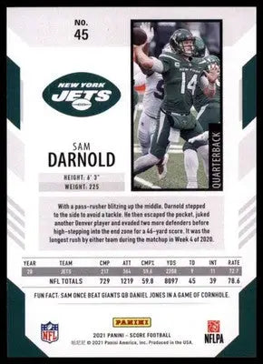 2021 Score Base Sam Darnold New York Jets 45 - Football Card Single