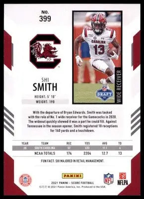 2021 Score Base Shi Smith RC South Carolina Gamecocks 399 - Football Card Single