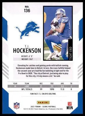 2021 Score Base T.J. Hockenson Detroit Lions 136 - Football Card Single