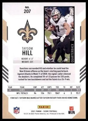 2021 Score Base Taysom Hill New Orleans Saints 207 - Football Card Single
