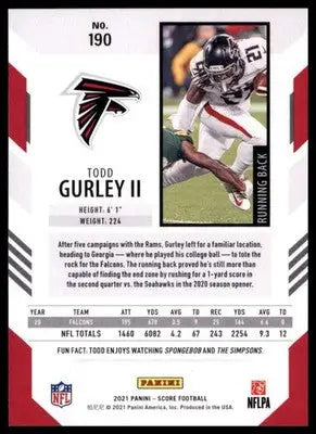 2021 Score Base Todd Gurley II Atlanta Falcons 190 - Football Card Single