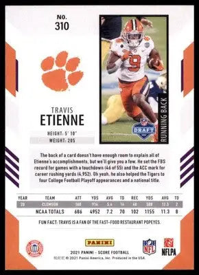 2021 Score Base Travis Etienne RC Clemson Tigers 310 - Football Card Single