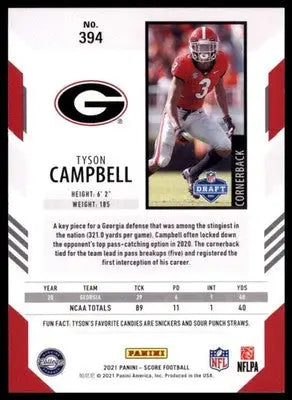 2021 Score Base Tyson Campbell RC Georgia Bulldogs 394 - Football Card Single