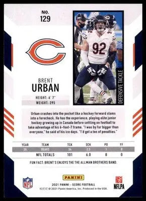 2021 Score Brent Urban 129 Chicago Bears
