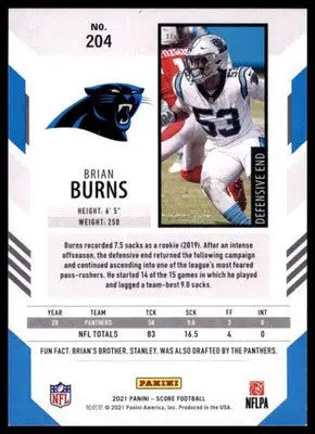 2021 Score Brian Burns 204 Carolina Panthers