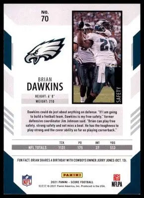 2021 Score Brian Dawkins 70 Philadelphia Eagles
