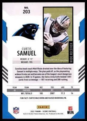 2021 Score Curtis Samuel 203 Carolina Panthers