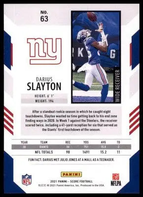 2021 Score Darius Slayton 63 New York Giants