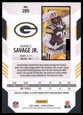 2021 Score Darnell Savage Jr. 285 Green Bay Packers