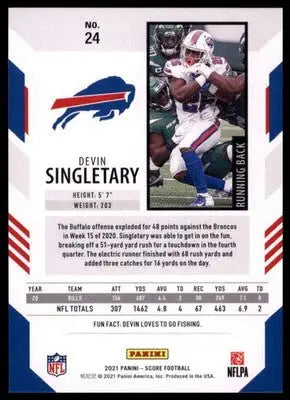 2021 Score Devin Singletary 24 Buffalo Bills