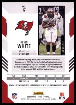 2021 Score Devin White 17 Tampa Bay Buccaneers