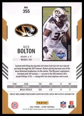 2021 Score - Dots Red Base /460 Nick Bolton Missouri Tigers 355 - Football Card Single