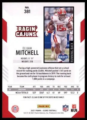 2021 Score Elijah Mitchell RC 381 Louisiana-Lafayette Ragin’ Cajuns