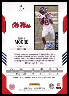 2021 Score Elijah Moore RC 337 Ole Miss Rebels