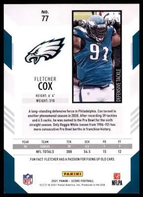 2021 Score Fletcher Cox 77 Philadelphia Eagles