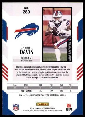 2021 Score Gabriel Davis 280 Buffalo Bills