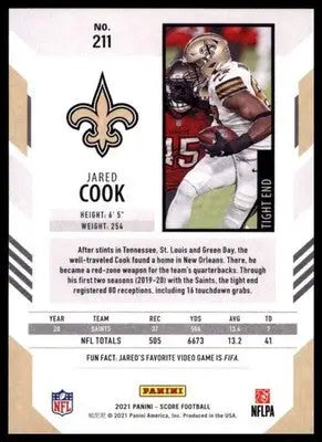 2021 Score Jared Cook 211 New Orleans Saints