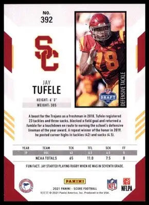2021 Score Jay Tufele RC 392 USC Trojans