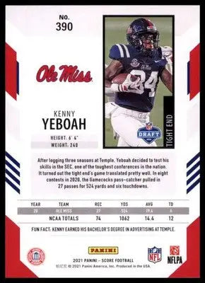 2021 Score Kenny Yeboah RC 390 Ole Miss Rebels