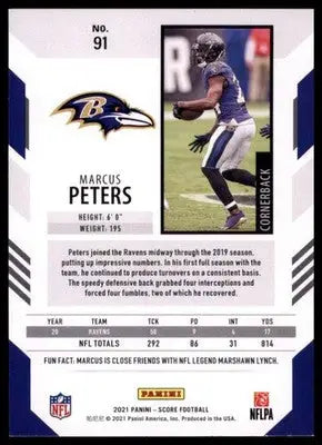 2021 Score Marcus Peters 91 Baltimore Ravens